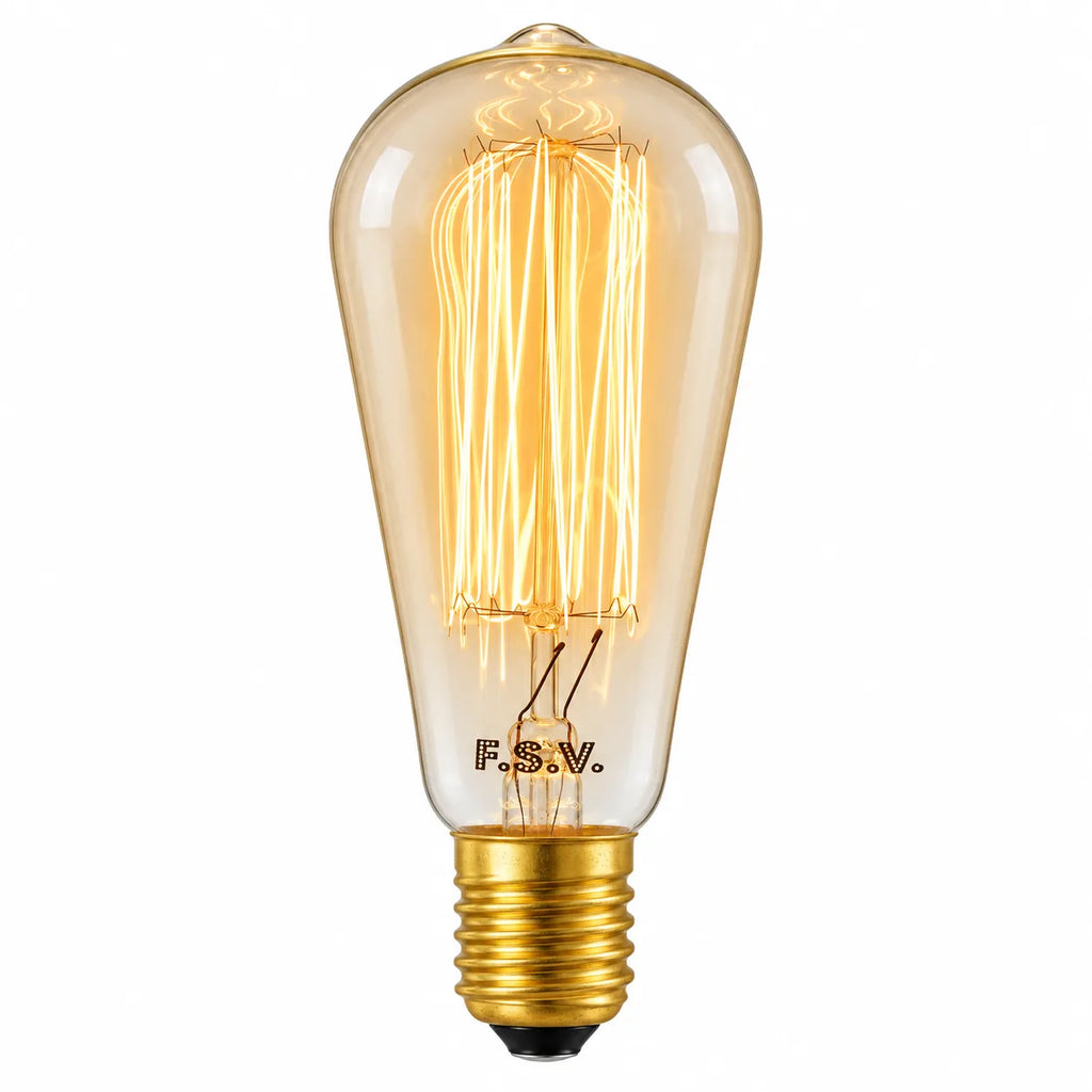 Ampoule Edison E27 Filament Cage à Écureuil, Incandescente 25W 2200K Blanc Très Chaud, Verre Clair ST64, Dimmable, Ambiance Salon et Café
