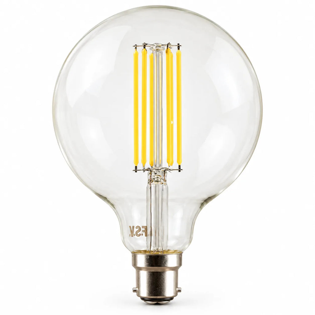 Ampoule LED Filament B22 Globe G125 6W Dimmable, Blanc Chaud 3000K, 650 lumens, Culot Baïonnette, Éclairage Salon et Restaurant