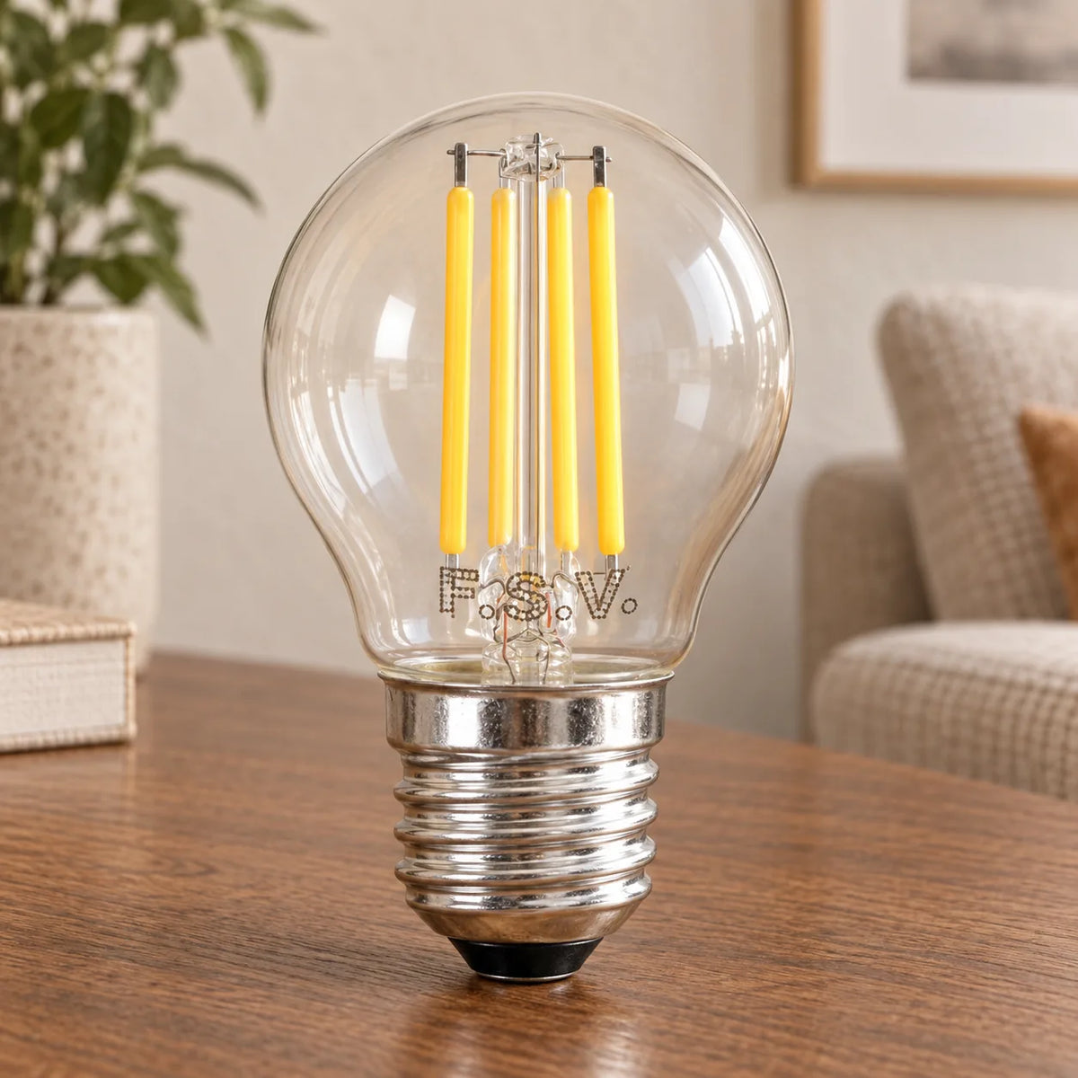 Ampoule LED Filament E27 G45 Dimmable 2W, Blanc Chaud 2200K, Verre Clair, 160 lumens, Diamètre 45 mm, Lampe de Table et Suspension