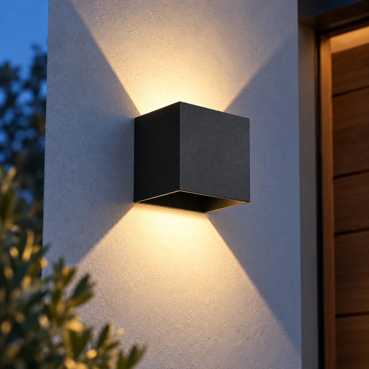 Applique Murale LED Cube Noir, Double Faisceau Haut Bas, Angle Réglable, Intérieur Extérieur, Chambre Couloir Façade