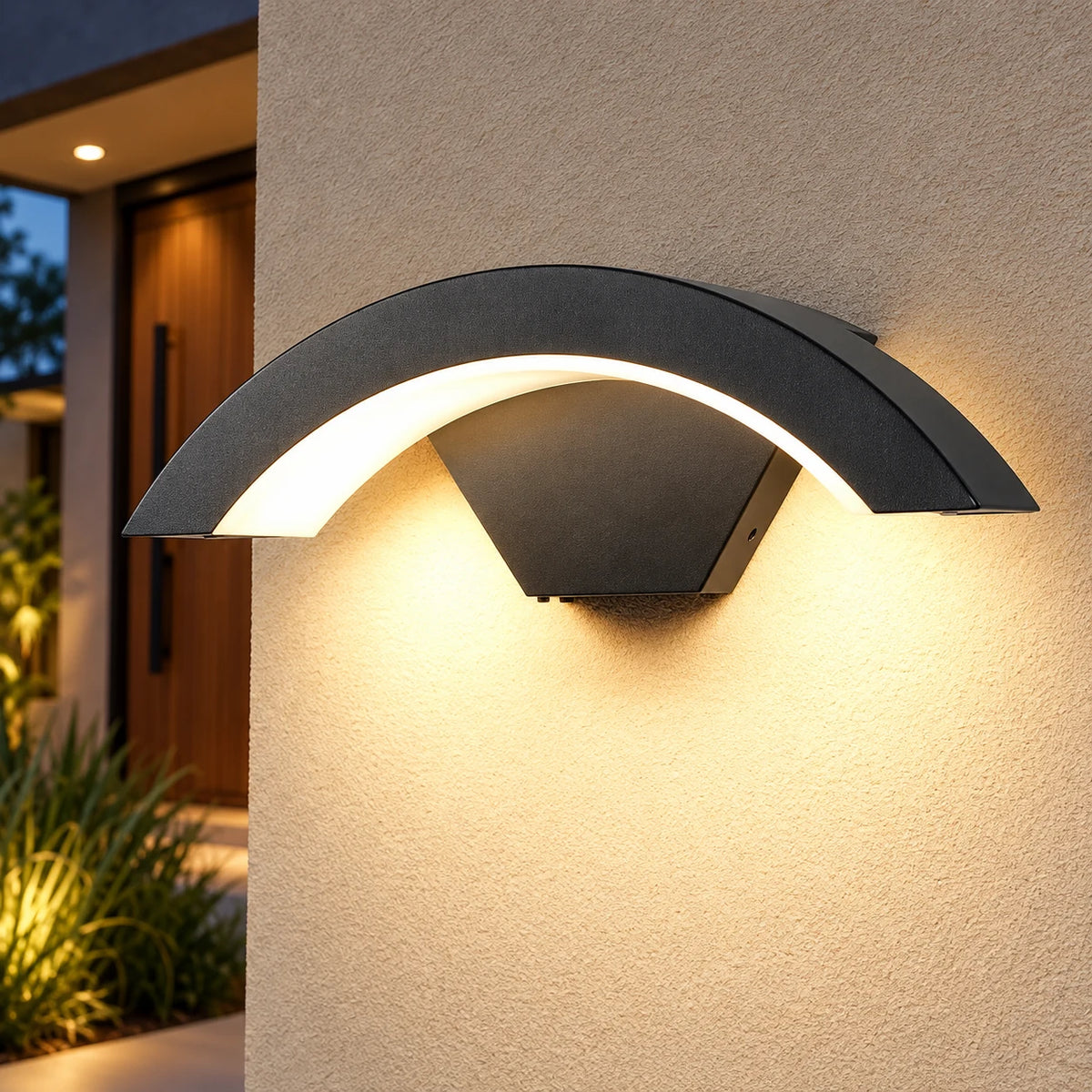 Applique Murale Extérieure LED en Arc, Lampe Étanche IP55 24W pour Façade, Jardin et Terrasse