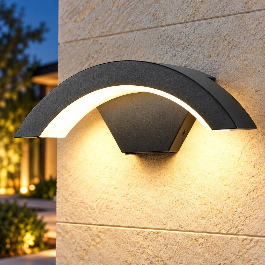 Applique Murale Extérieure LED en Arc, Lampe Étanche IP55 24W pour Façade, Jardin et Terrasse