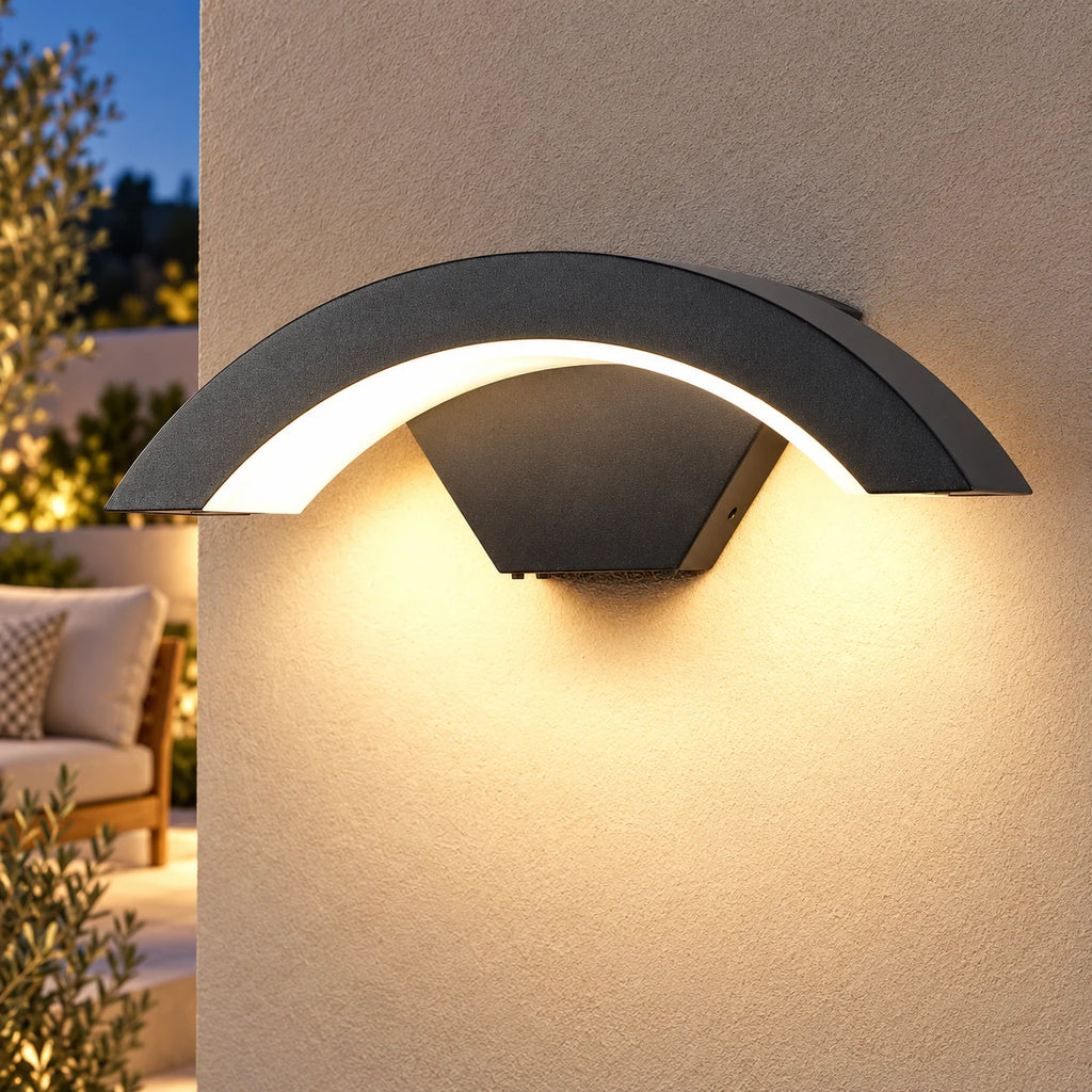 Applique Murale Extérieure LED en Arc, Lampe Étanche IP55 24W pour Façade, Jardin et Terrasse