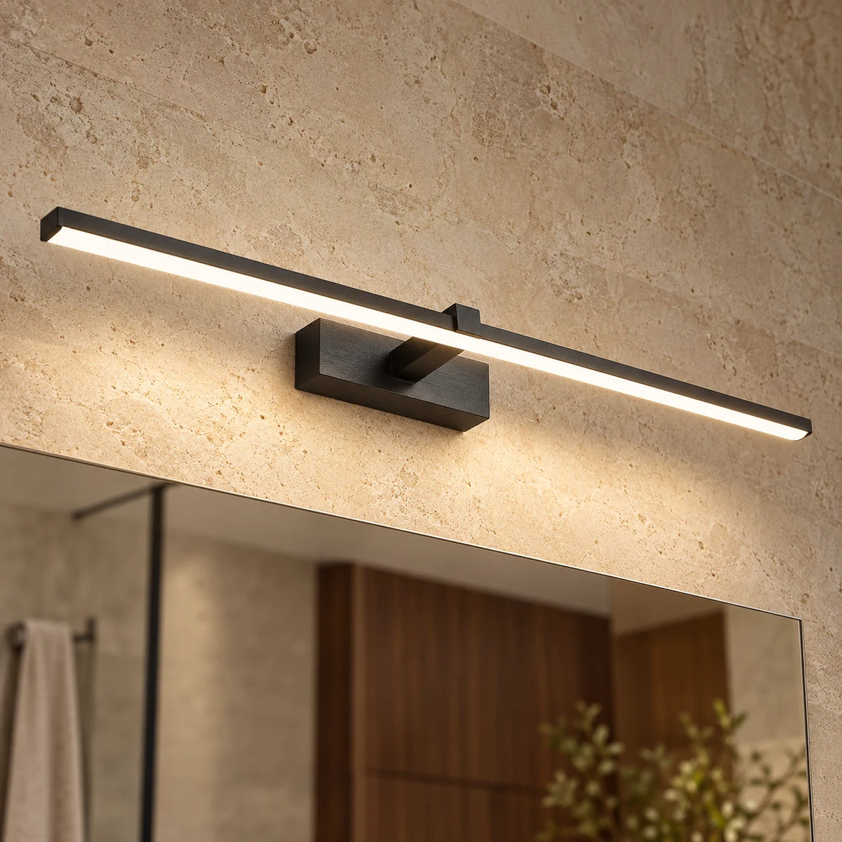 Applique Miroir Salle de Bain LED en Aluminium, Lampe Murale Moderne Lumière Blanc Chaud ou Froid pour Chambre et Cuisine