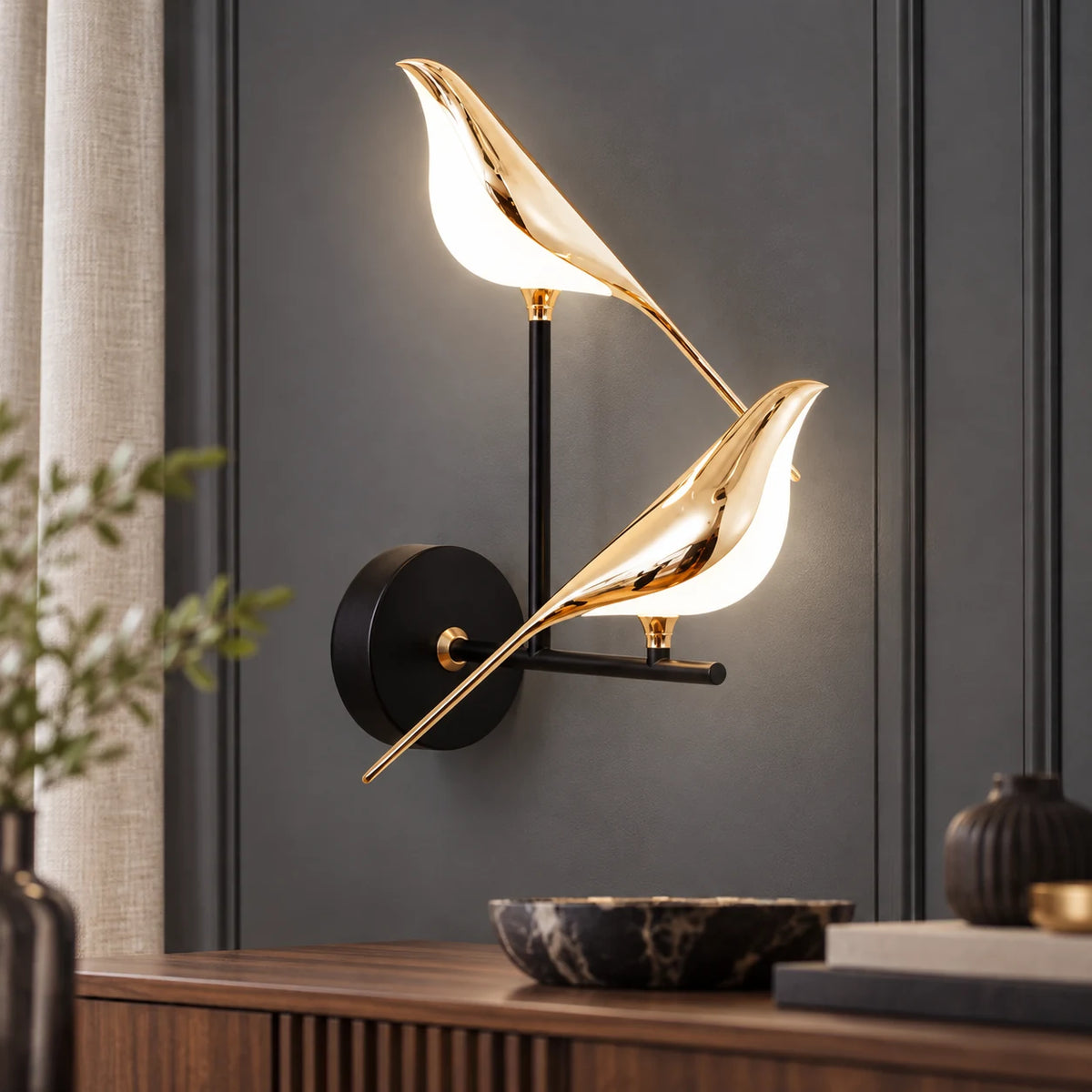 Applique Murale Oiseau LED, Lampe Pie Design pour Chevet, Salon et Couloir