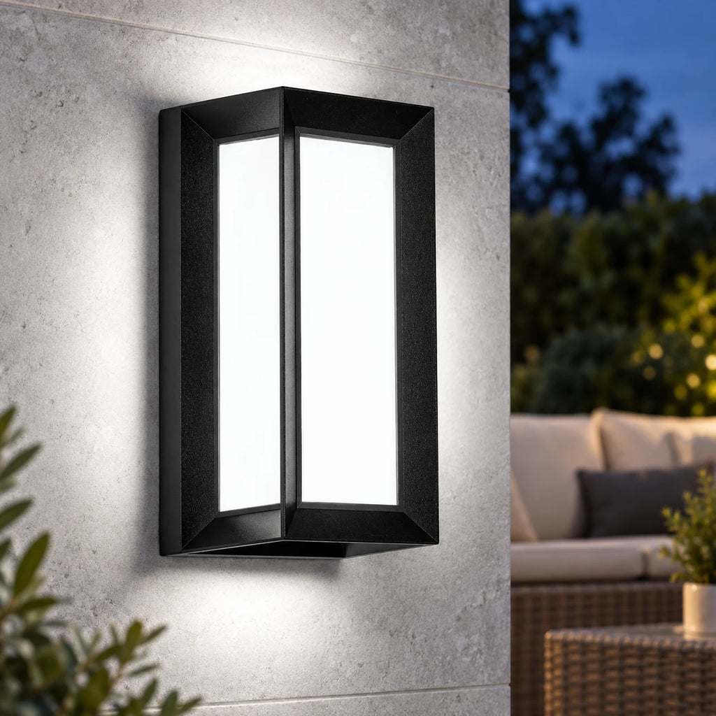 Applique Murale Extérieure LED Étanche, Lampe Murale Rectangulaire Moderne pour Façade, Jardin et Terrasse