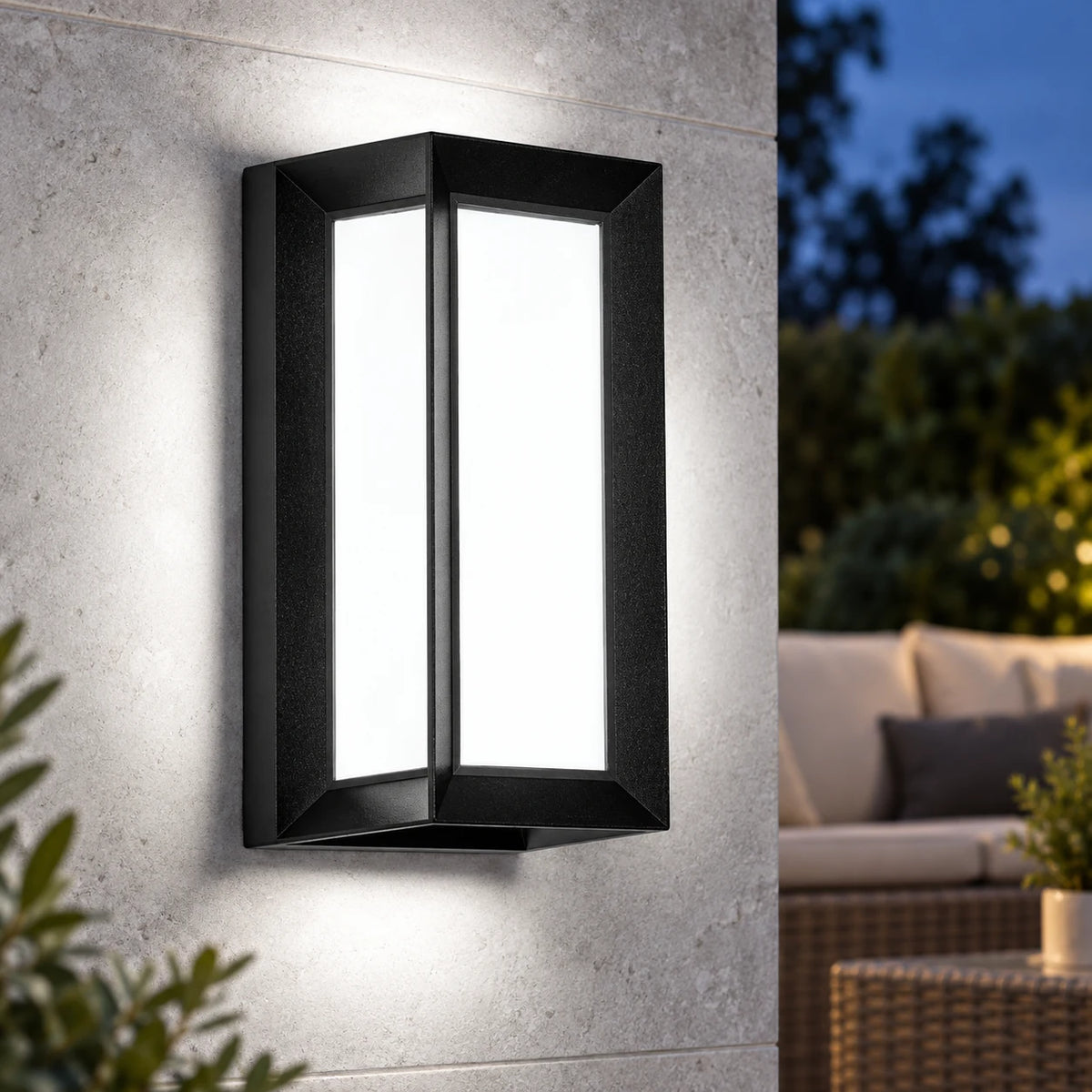 Applique Murale Extérieure LED Étanche, Lampe Murale Rectangulaire Moderne pour Façade, Jardin et Terrasse