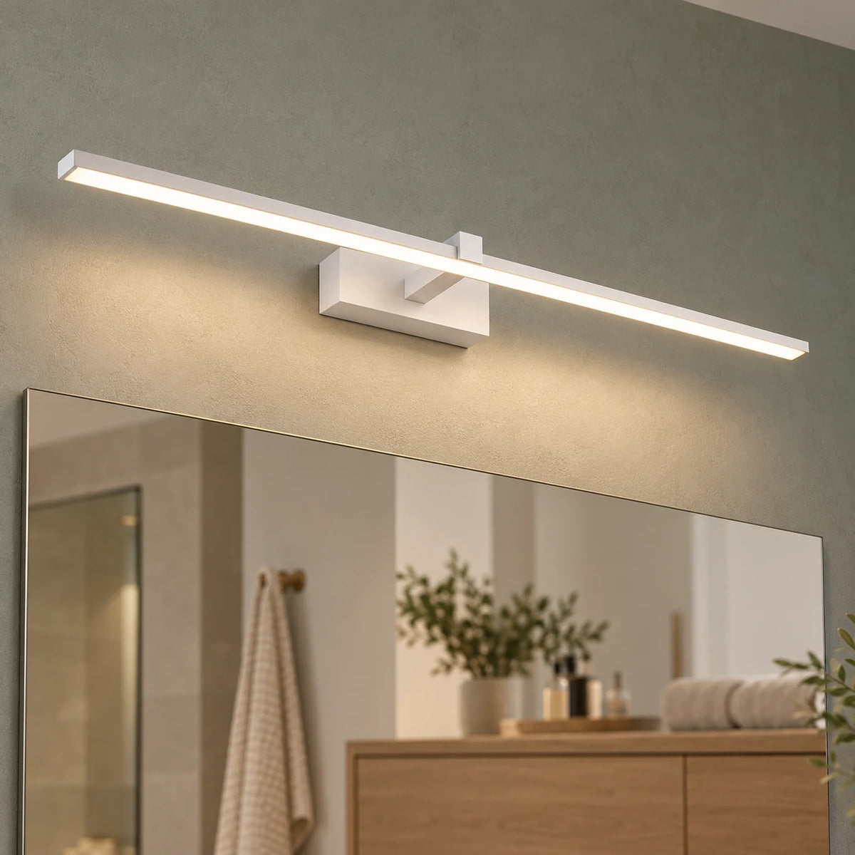 Applique Miroir Salle de Bain LED en Aluminium, Lampe Murale Moderne Lumière Blanc Chaud ou Froid pour Chambre et Cuisine