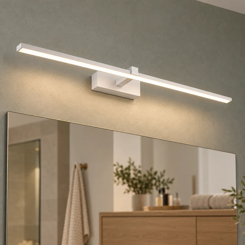 Applique Miroir Salle de Bain LED en Aluminium, Lampe Murale Moderne Lumière Blanc Chaud ou Froid pour Chambre et Cuisine