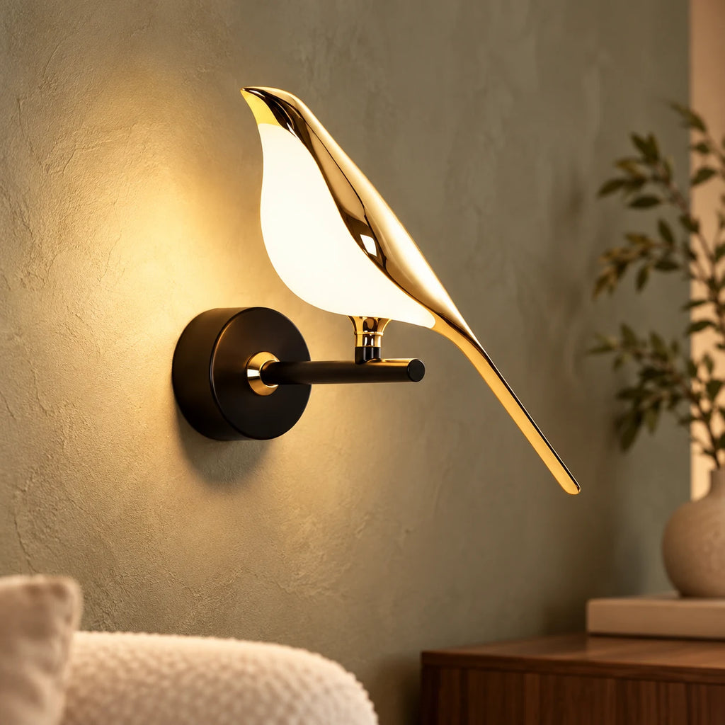 Applique Murale Oiseau LED, Lampe Pie Design pour Chevet, Salon et Couloir
