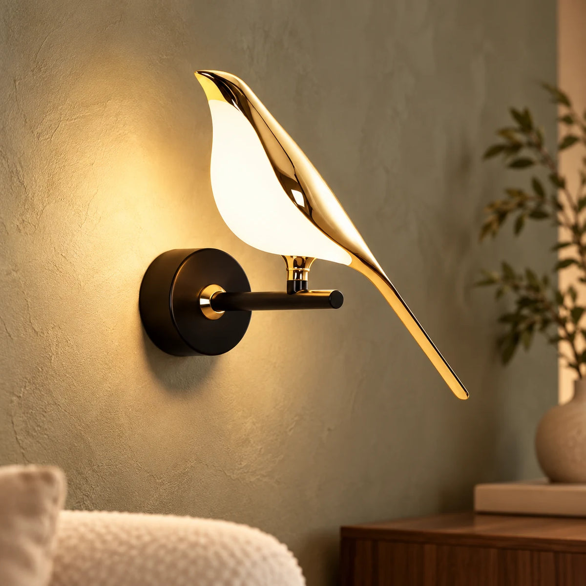 Applique Murale Oiseau LED, Lampe Pie Design pour Chevet, Salon et Couloir
