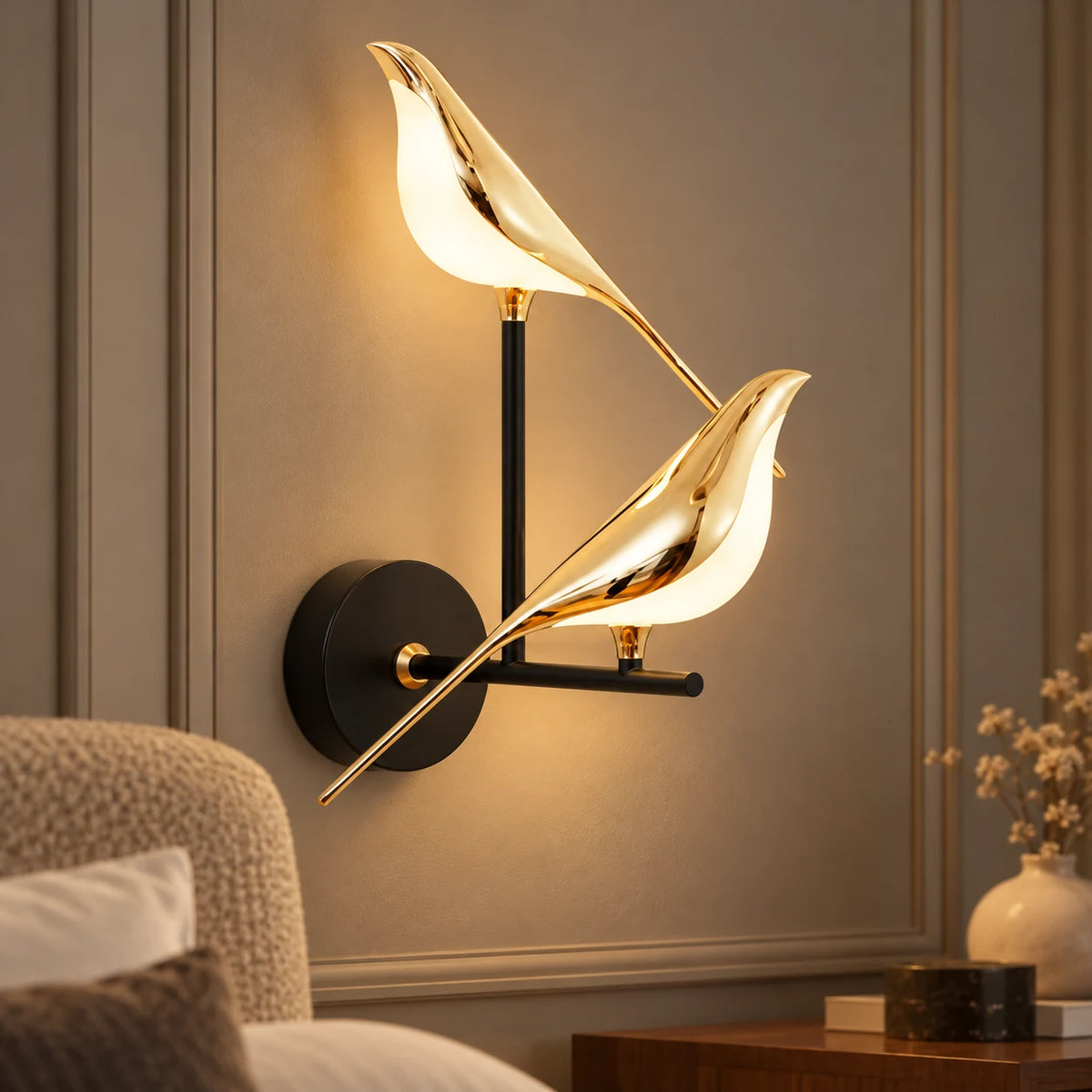 Applique Murale Oiseau LED, Lampe Pie Design pour Chevet, Salon et Couloir