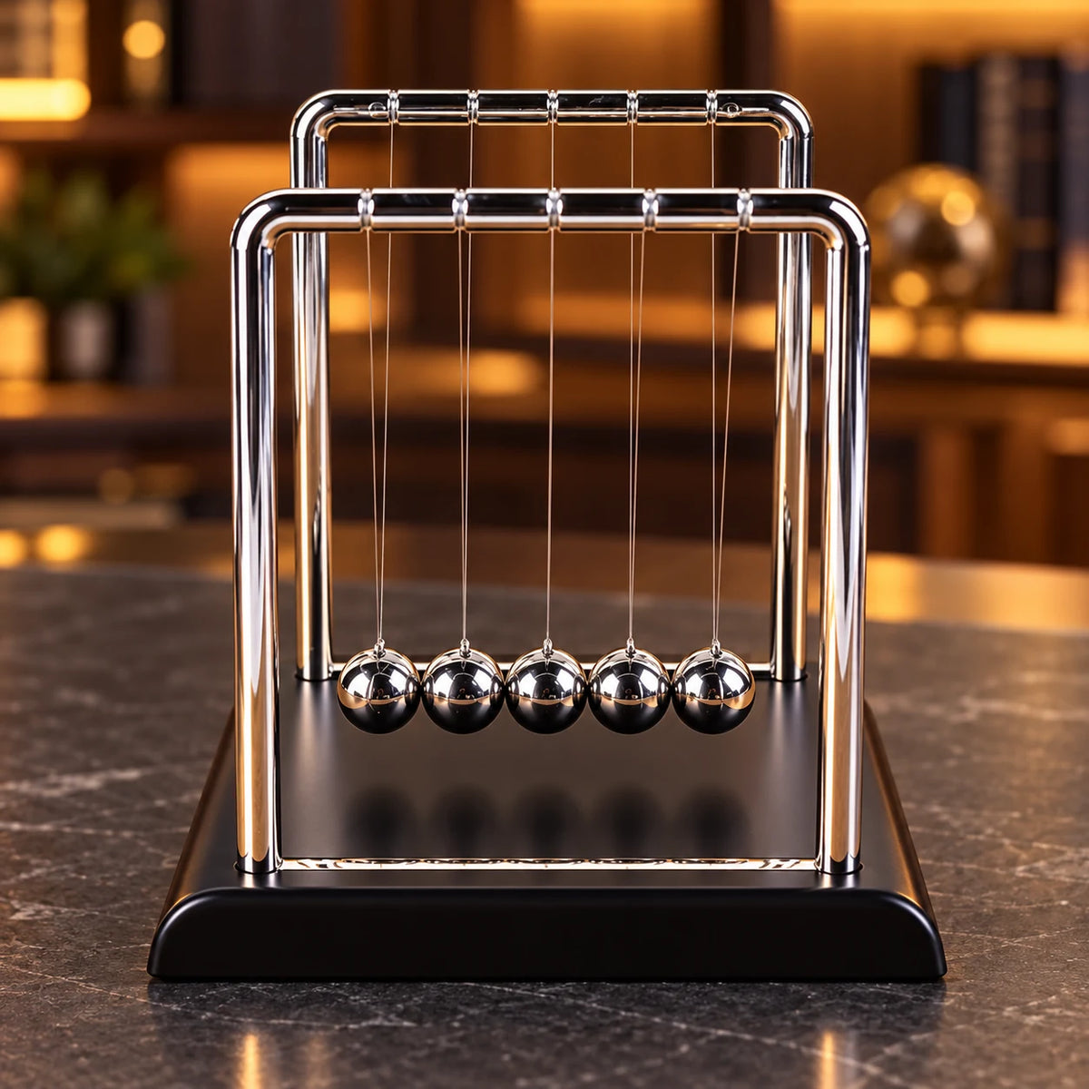 Pendule de Newton Billes en Acier, Décoration de Bureau Moderne et Objet Anti-Stress