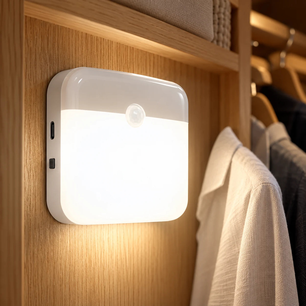 Veilleuse LED Rechargeable à Détecteur de Mouvement, Lampe Magnétique Sans Perçage pour Placard, Escalier et Couloir