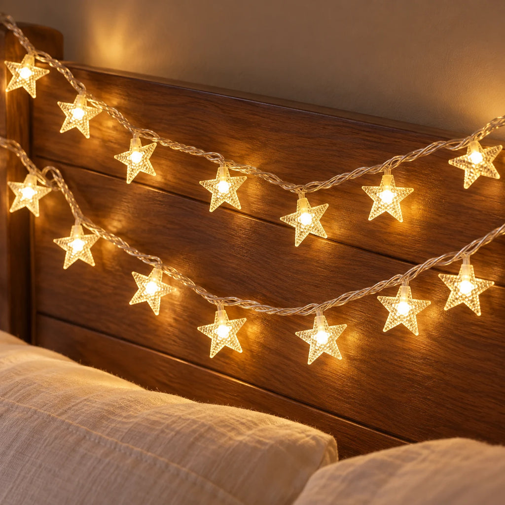 Guirlande Lumineuse LED Étoiles à Piles ou USB pour Chambre, Fête et Noël