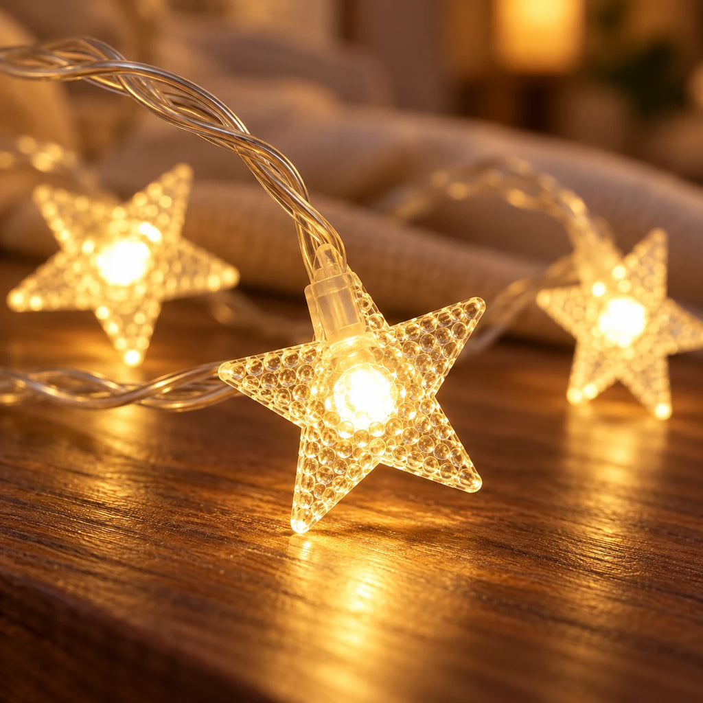 Guirlande Lumineuse LED Étoiles à Piles ou USB pour Chambre, Fête et Noël