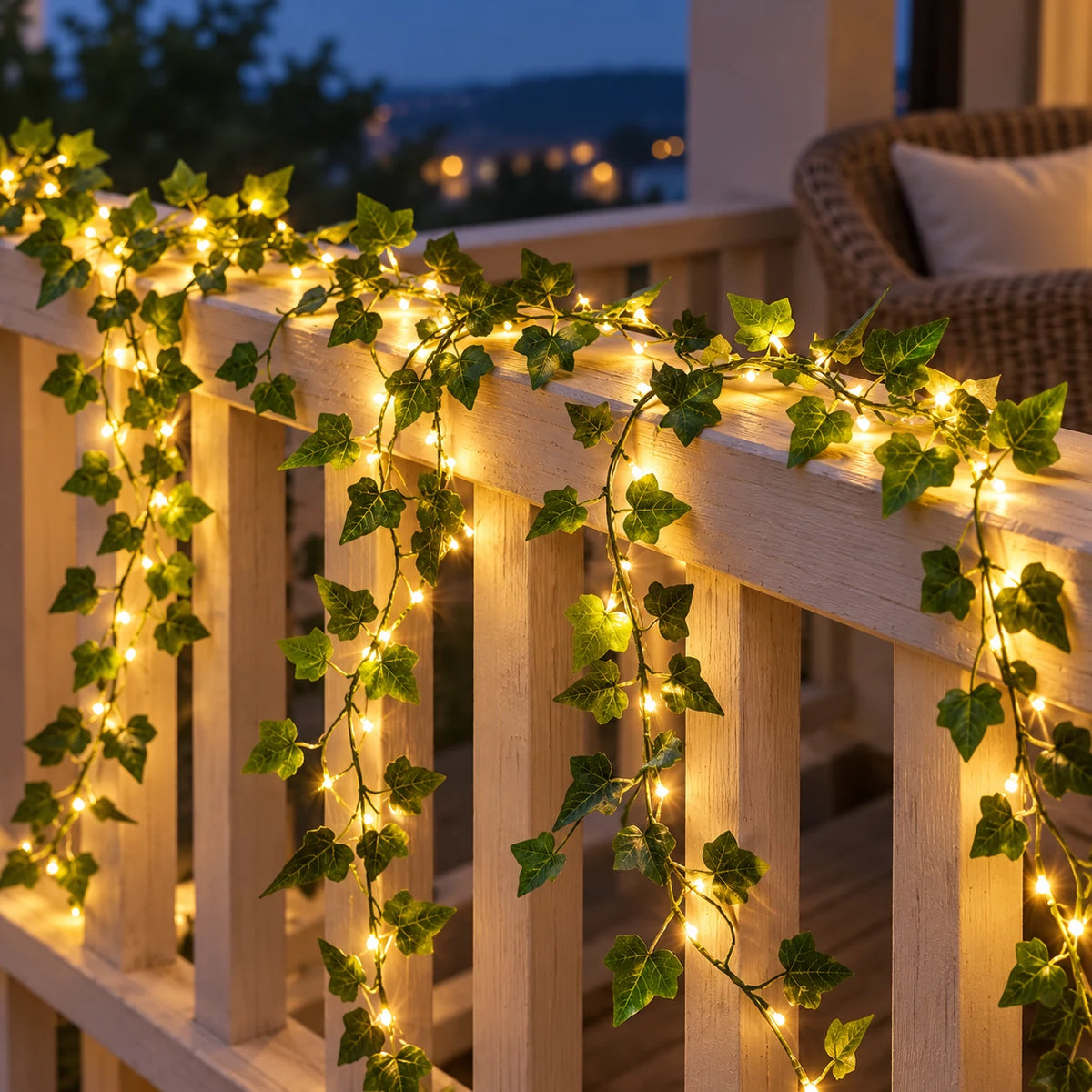Guirlande Lumineuse Feuilles Vertes à Piles, Guirlande LED Feuillage Sans Prise Blanc Chaud, Décoration Chambre, Salon et Mariage