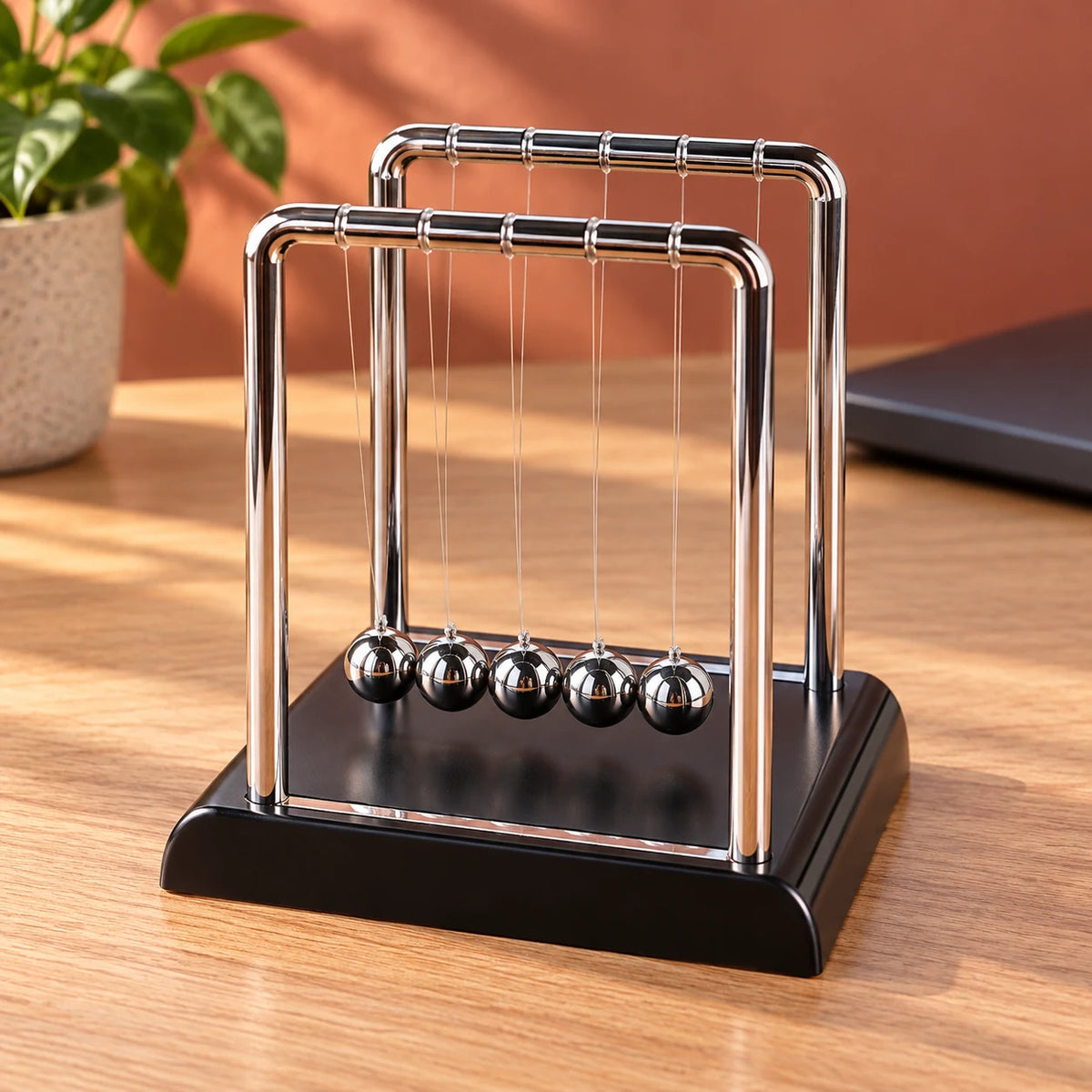 Pendule de Newton Billes en Acier, Décoration de Bureau Moderne et Objet Anti-Stress