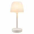 Lampe champignon blanche allumée, design minimaliste