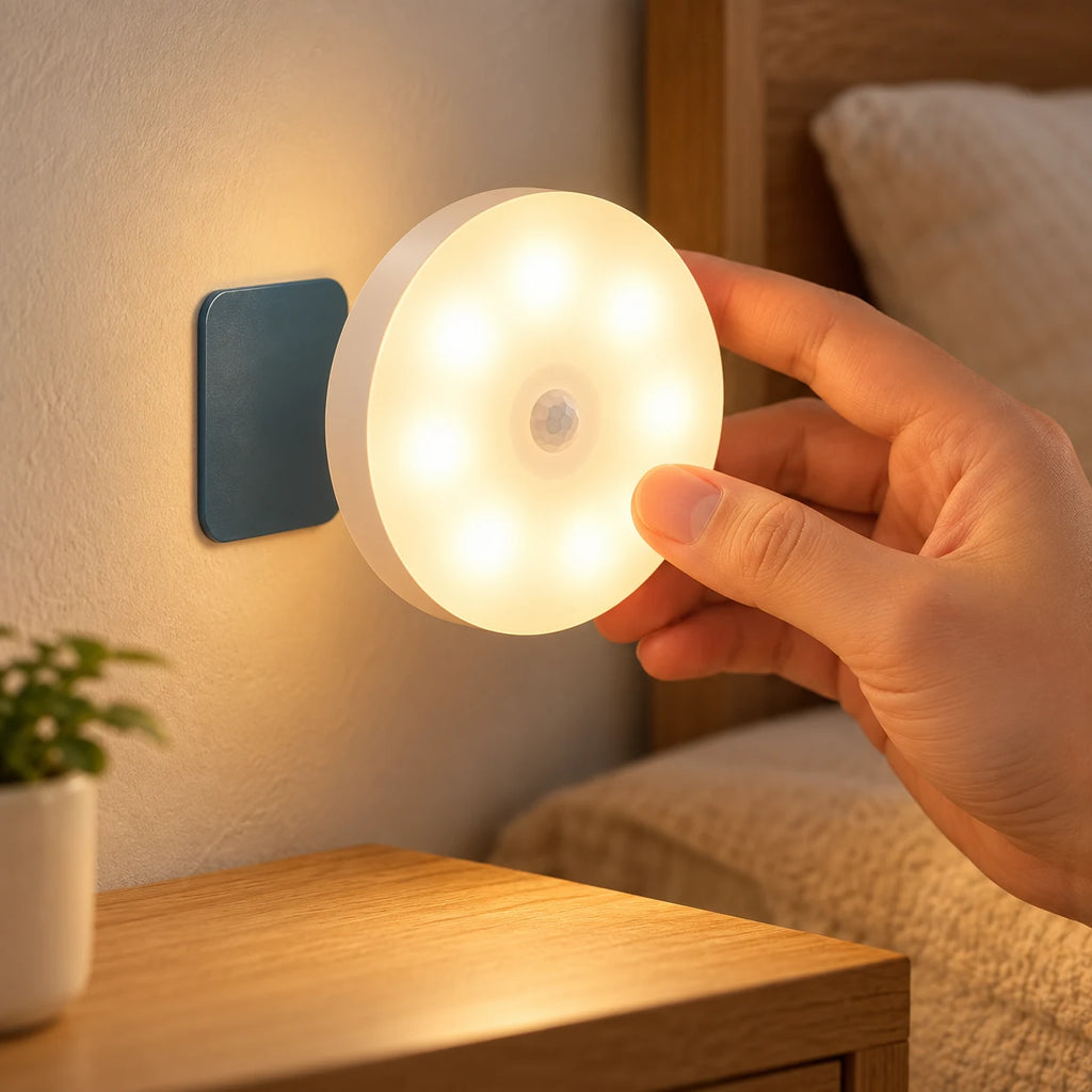 Veilleuse LED Détecteur de Mouvement Rechargeable USB, Lampe Sans Fil Magnétique Sans Perçage - Couloir, Placard, Escalier, Chambre