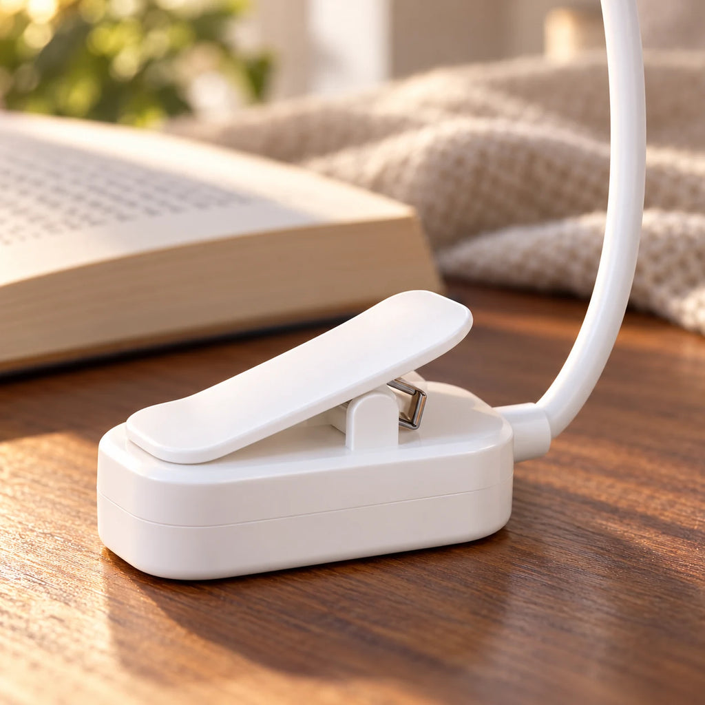 Lampe de Lecture à Pince LED Rechargeable pour Livre avec 3 Températures de Lumière