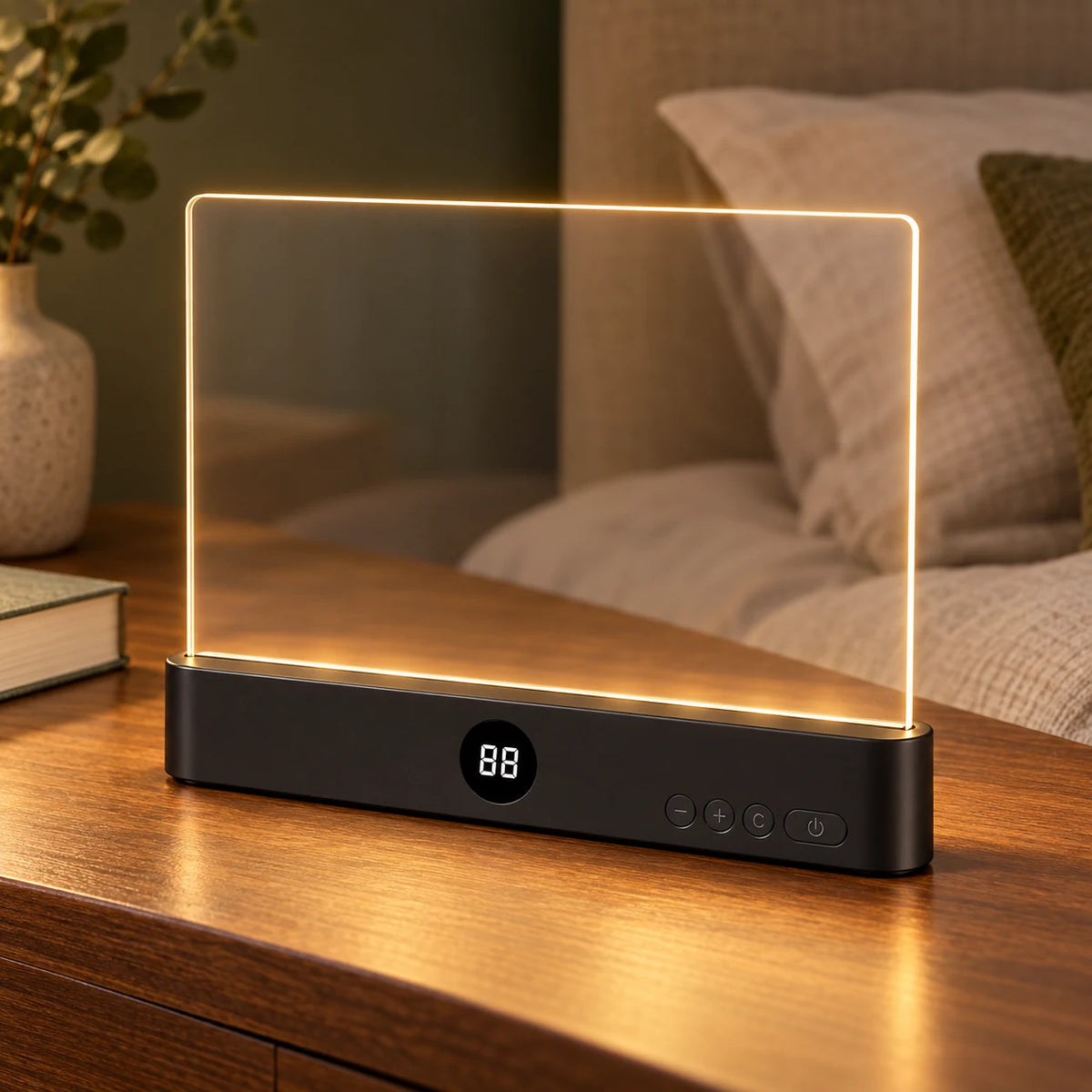 Lampe de Lecture LED Plate pour Livre Rechargeable avec Minuterie et 3 Températures de Couleur, Veilleuse de Chevet 2 en 1