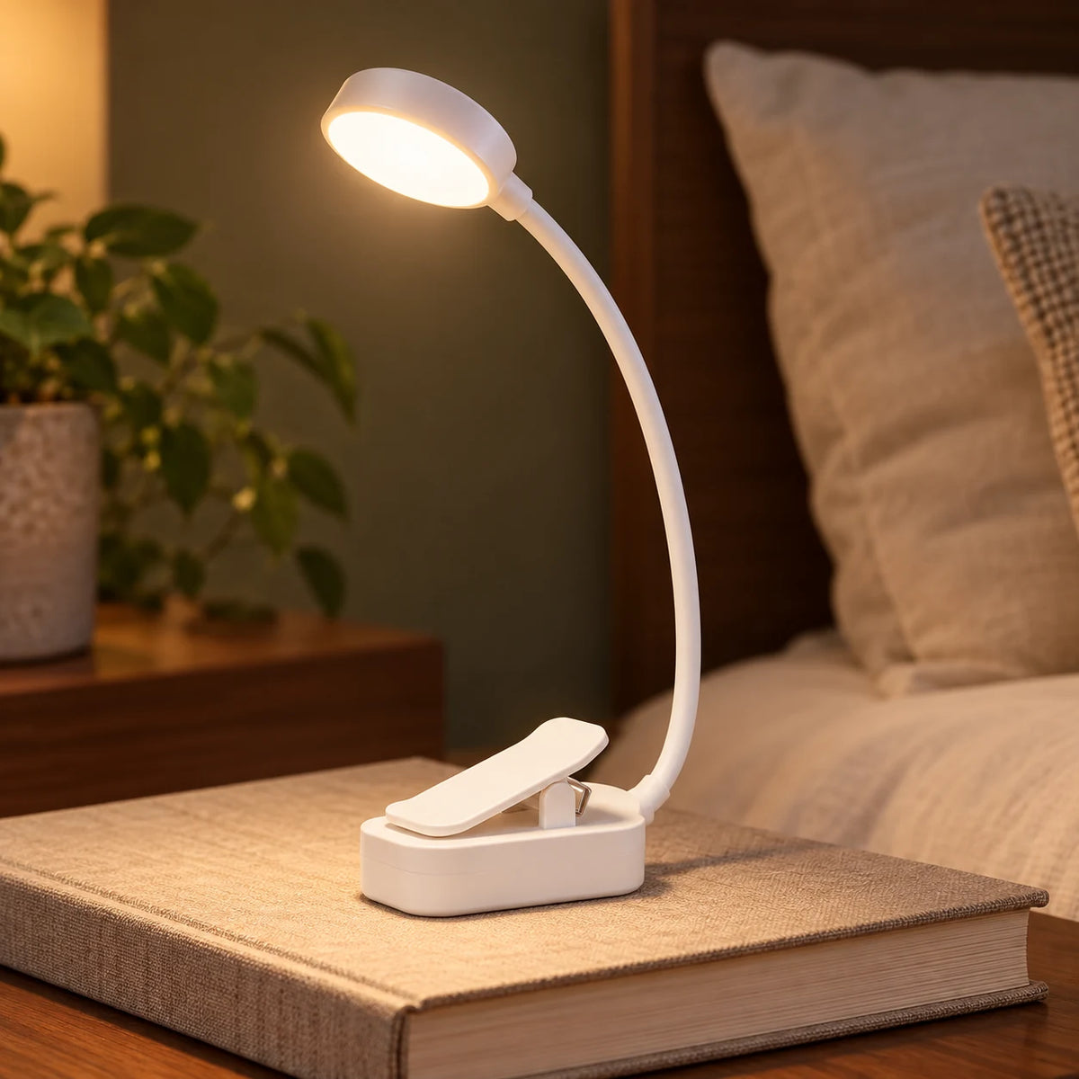 Lampe de Lecture à Pince LED Rechargeable pour Livre avec 3 Températures de Lumière