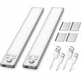 Lot de deux réglettes LED argentées avec câbles et supports