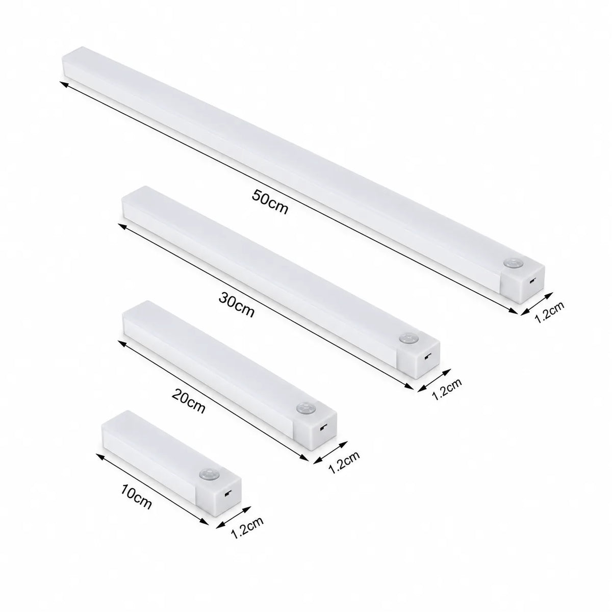 Réglette LED disponible en quatre longueurs : 10, 20, 30 et 50 cm