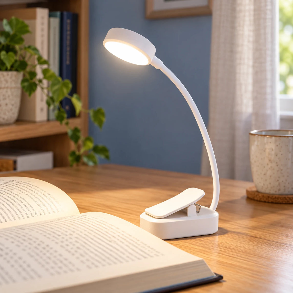 Lampe de Lecture à Pince LED Rechargeable pour Livre avec 3 Températures de Lumière