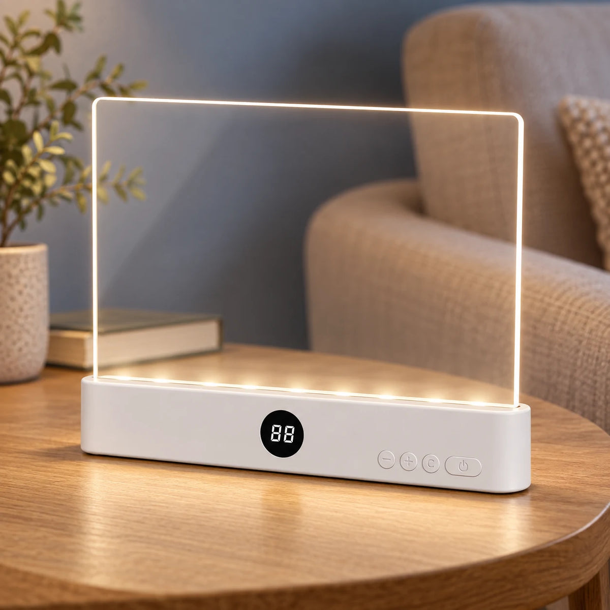 Lampe de Lecture LED Plate pour Livre Rechargeable avec Minuterie et 3 Températures de Couleur, Veilleuse de Chevet 2 en 1