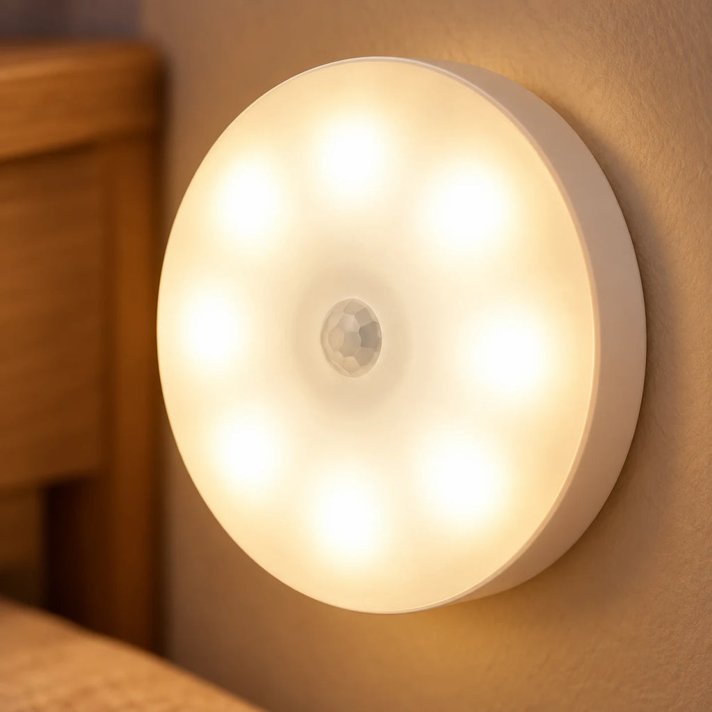 Veilleuse LED Détecteur de Mouvement Rechargeable USB, Lampe Sans Fil Magnétique Sans Perçage - Couloir, Placard, Escalier, Chambre