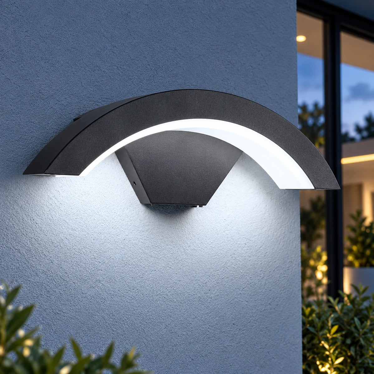 Applique Murale Extérieure LED en Arc, Lampe Étanche IP55 24W pour Façade, Jardin et Terrasse