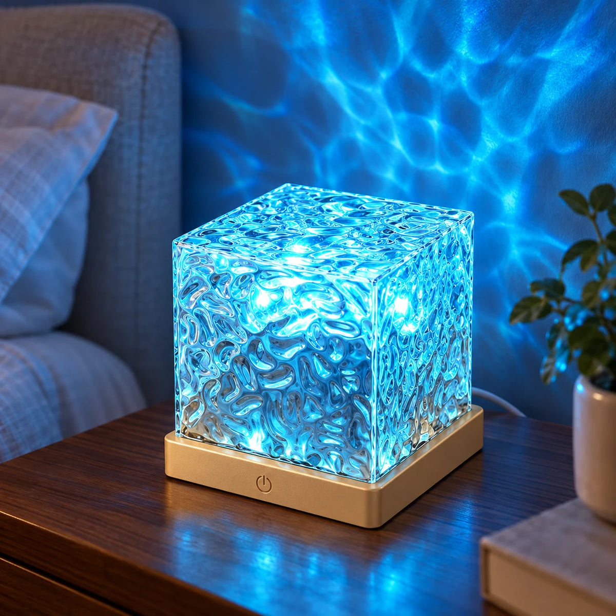 Lampe Projecteur Effet Vagues d'Eau LED Rechargeable avec 16 Couleurs et Télécommande