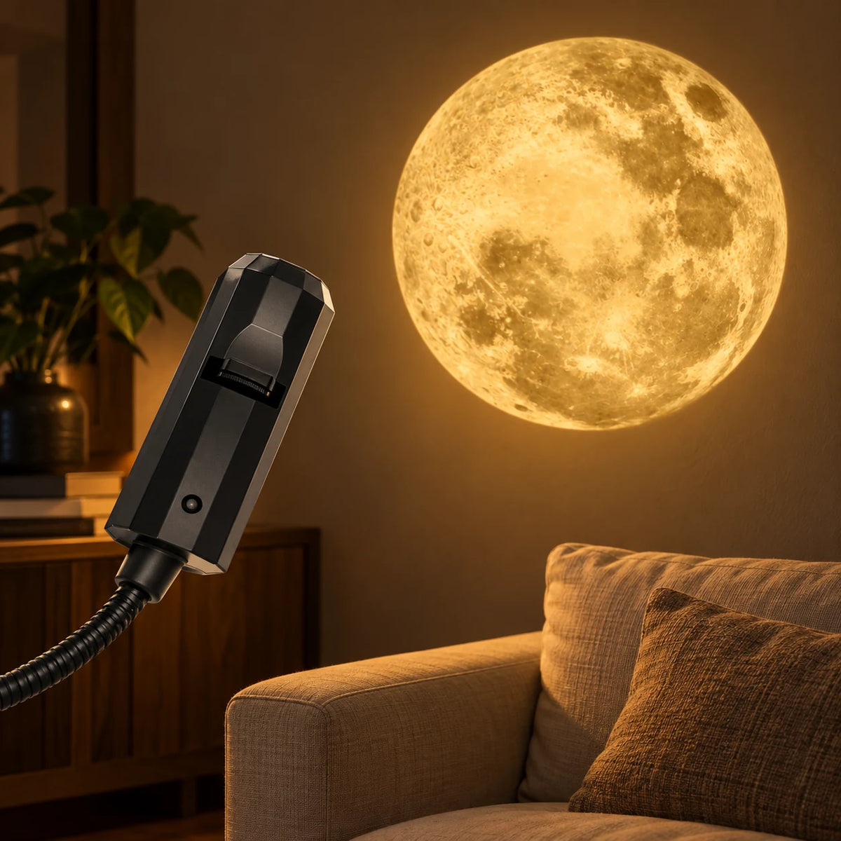 Projecteur Lune USB Veilleuse, Lampe de Projection Lune pour Plafond et Mur, Déco Chambre Enfant, Ado et Adulte, Ambiance et Photo