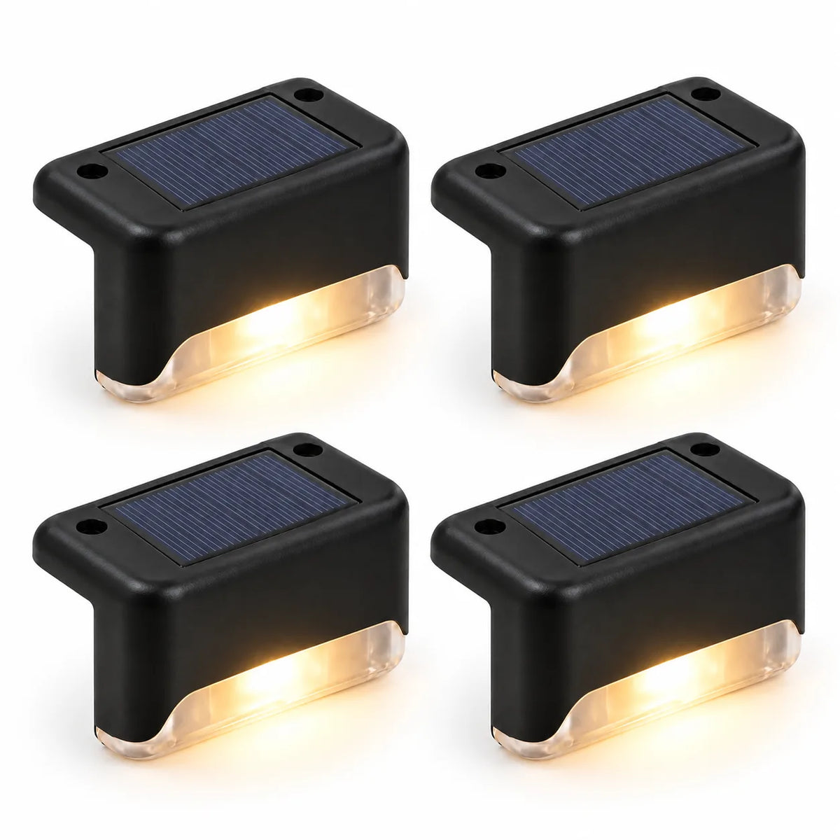 Lot de quatre lampes solaires noires pour clôture ou terrasse