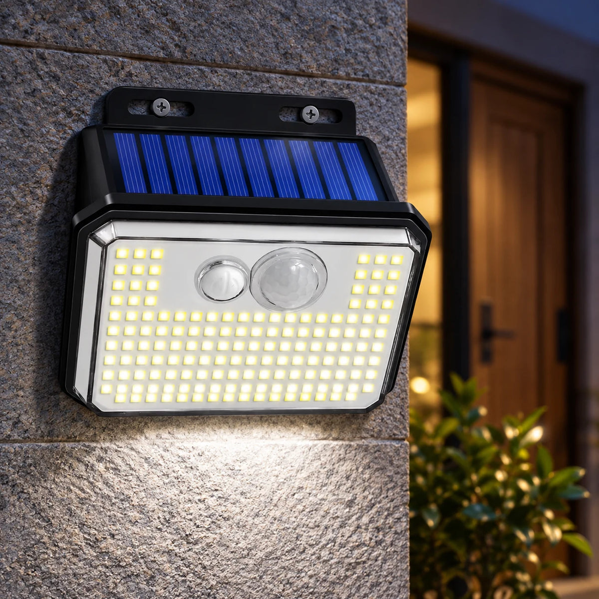 Lampe Solaire Extérieure à Détecteur de Mouvement, Applique Murale 148 LED 300 lm, 3 Modes, IP65 pour Jardin, Garage et Allée