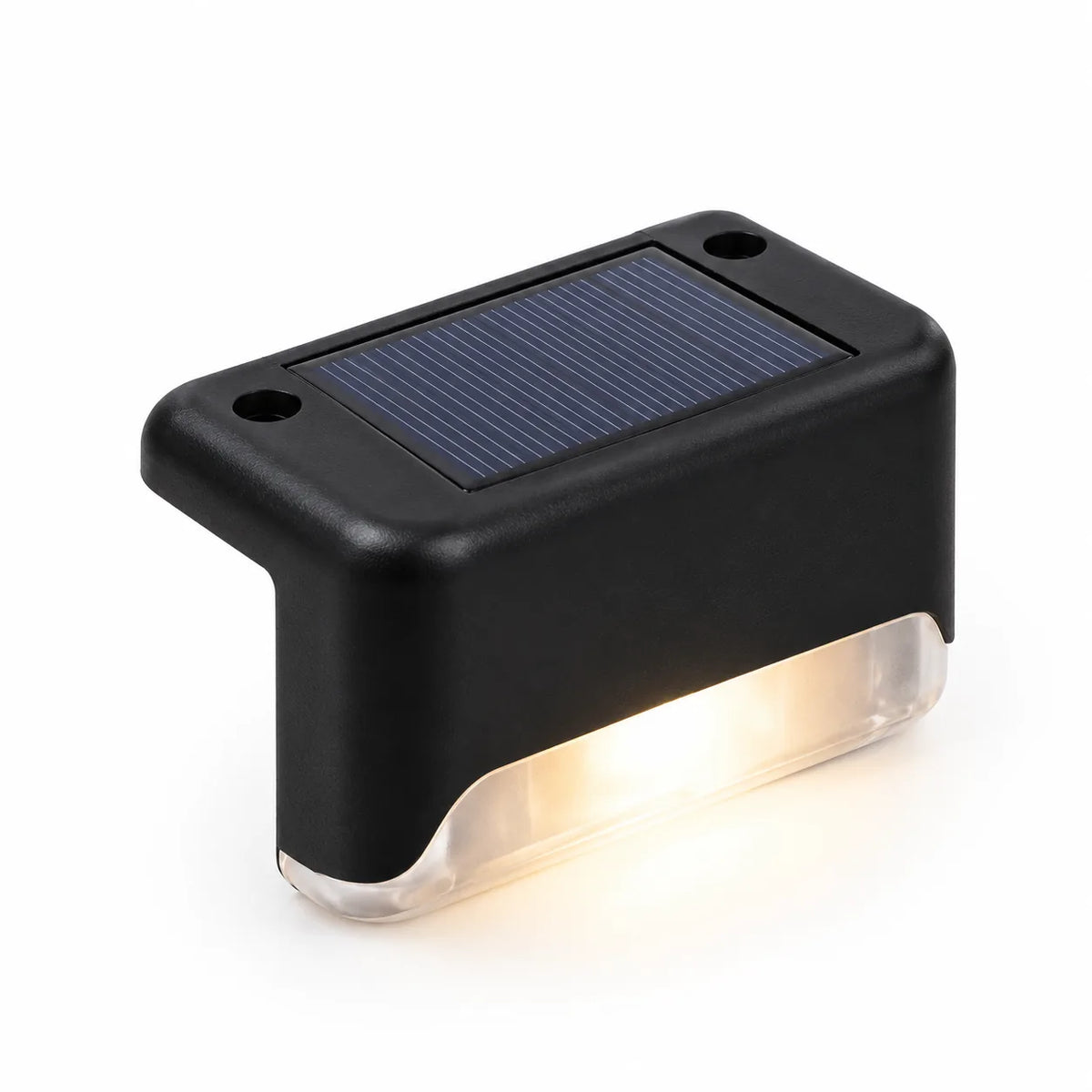 Lampe solaire noire pour extérieur, lumière chaude allumée