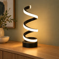 Lampe Spirale LED Noire, Lampe à Poser Design Moderne, 3 Teintes de Lumière, USB, Lampe de Bureau, Chevet et Salon