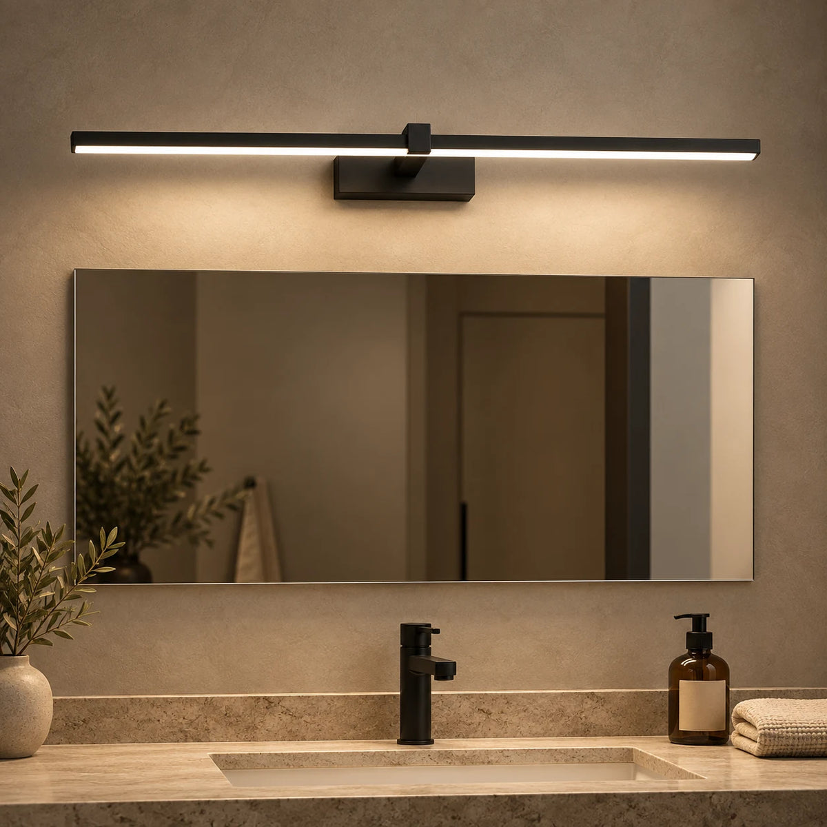Applique Miroir Salle de Bain LED en Aluminium, Lampe Murale Moderne Lumière Blanc Chaud ou Froid pour Chambre et Cuisine