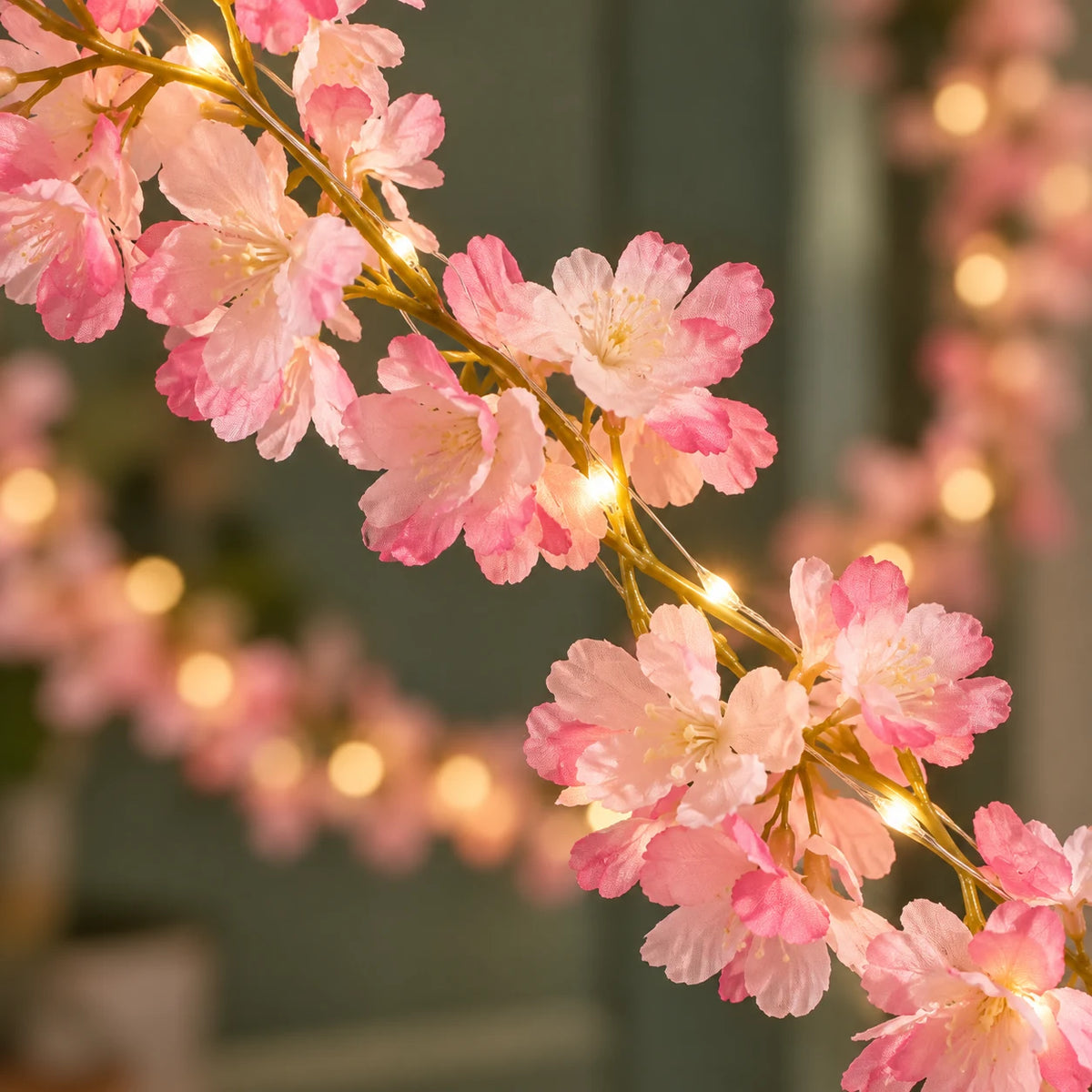 Guirlande Lumineuse Fleurs de Cerisier à Piles, Liane de Sakura Artificielle avec LED pour Chambre, Mariage et Fête