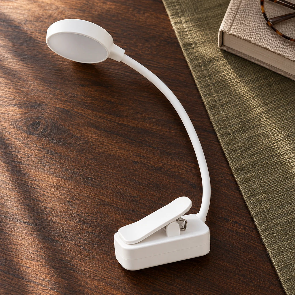 Lampe de Lecture à Pince LED Rechargeable pour Livre avec 3 Températures de Lumière