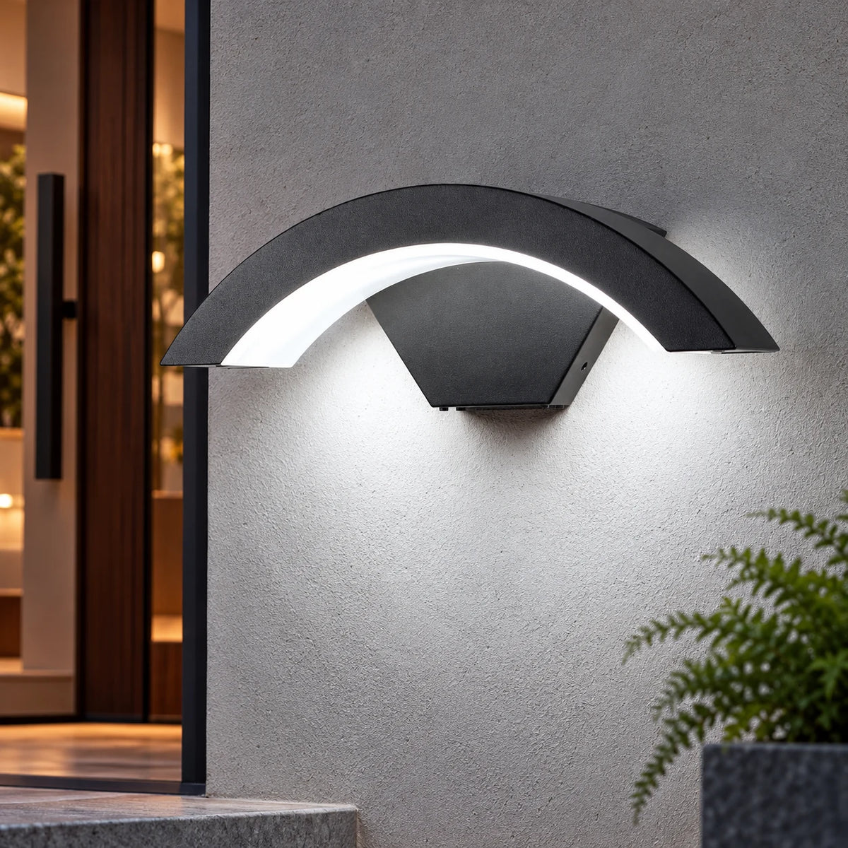 Applique Murale Extérieure LED en Arc, Lampe Étanche IP55 24W pour Façade, Jardin et Terrasse