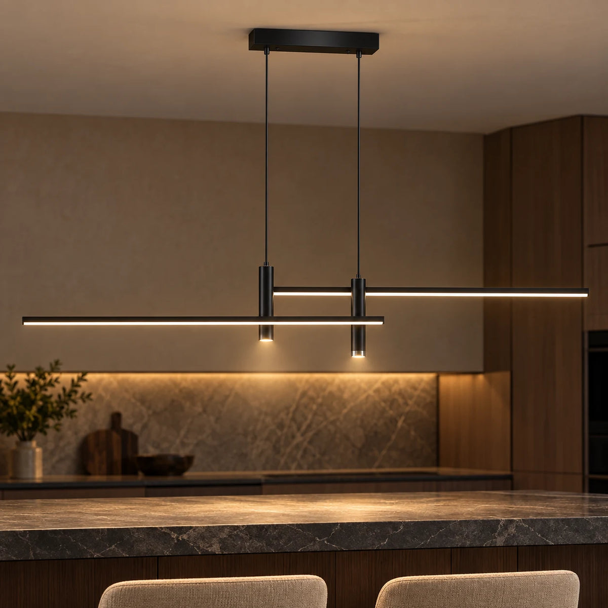 Suspension LED Linéaire Dimmable pour Table à Manger et Cuisine avec 3 Températures de Lumière