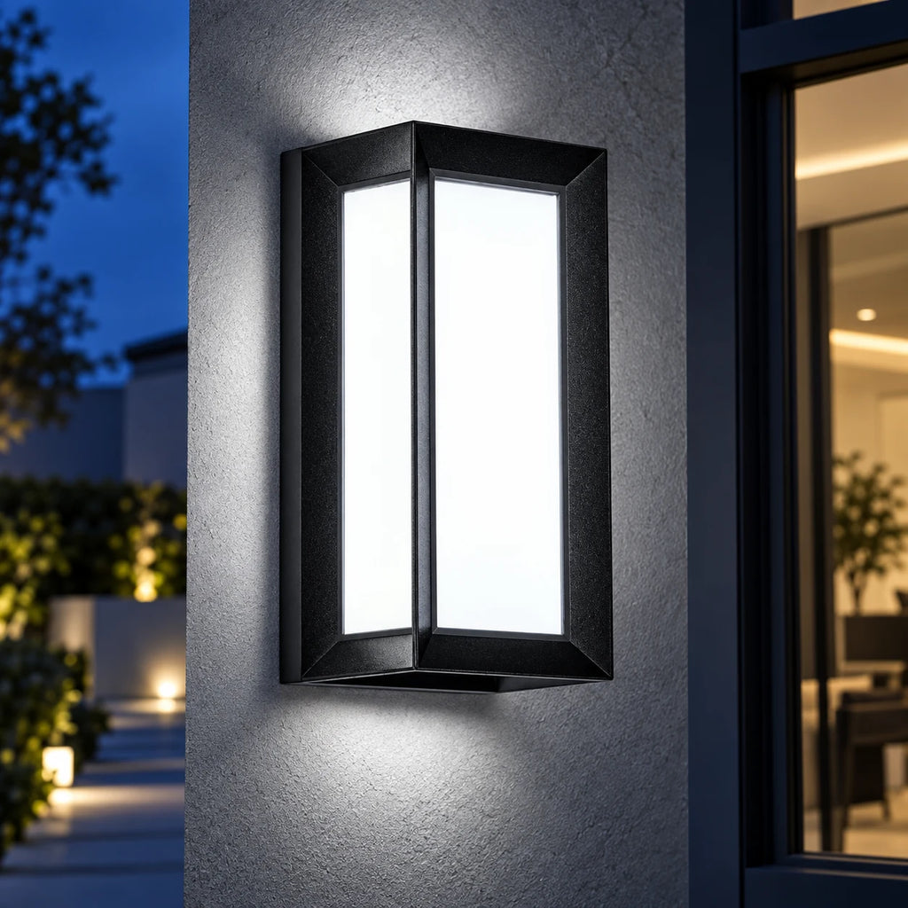 Applique Murale Extérieure LED Étanche, Lampe Murale Rectangulaire Moderne pour Façade, Jardin et Terrasse