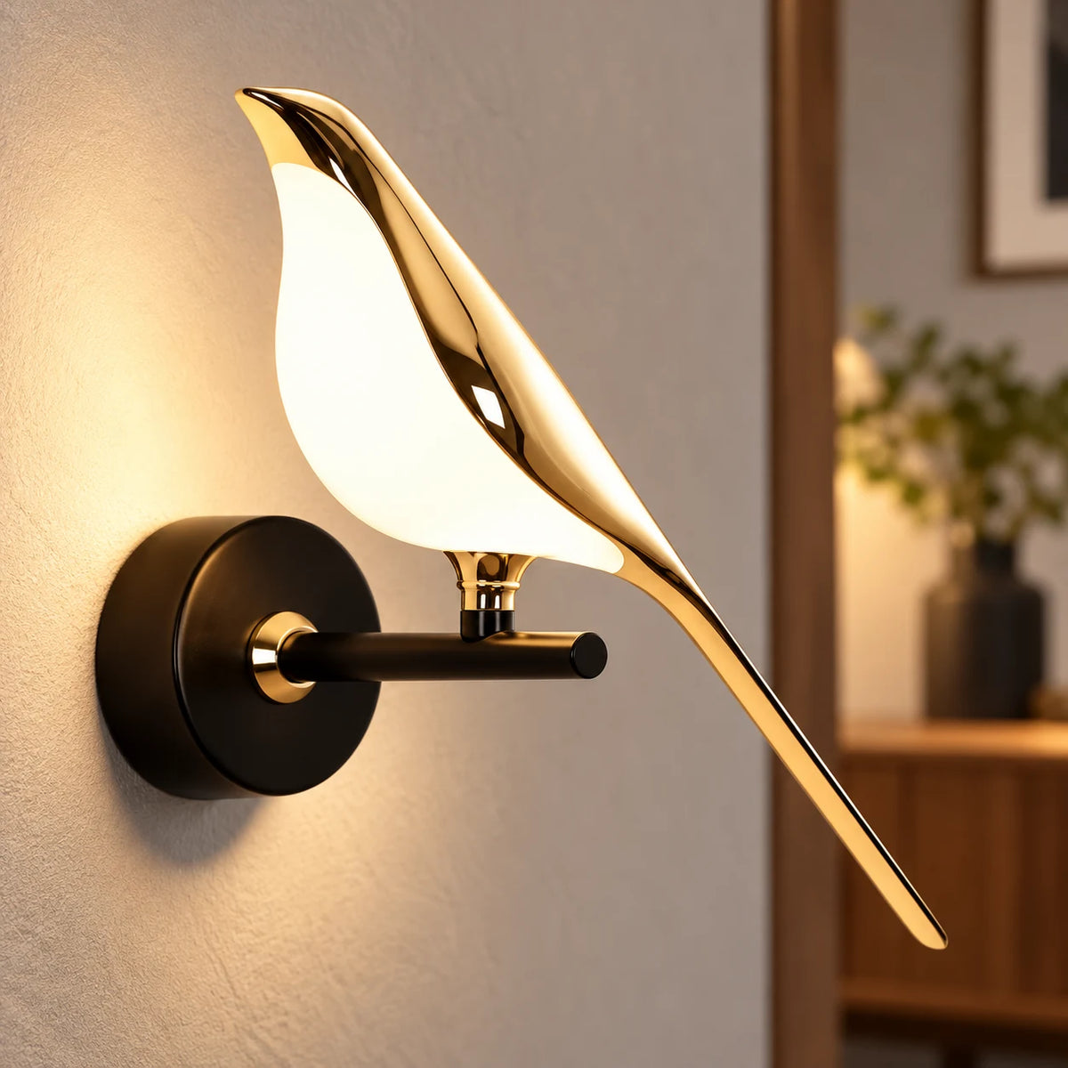 Applique Murale Oiseau LED, Lampe Pie Design pour Chevet, Salon et Couloir