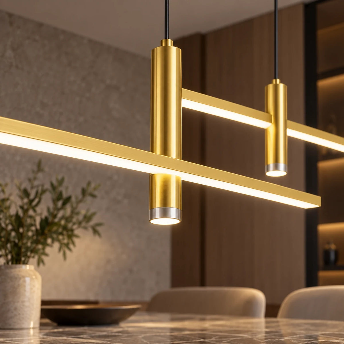 Suspension LED Linéaire Dimmable pour Table à Manger et Cuisine avec 3 Températures de Lumière