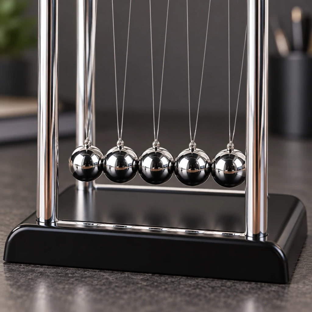 Pendule de Newton Billes en Acier, Décoration de Bureau Moderne et Objet Anti-Stress