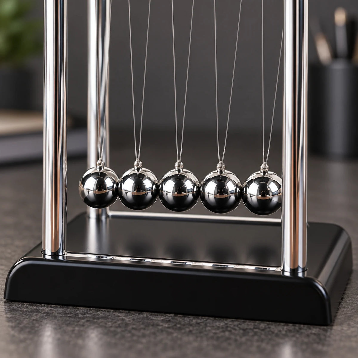Pendule de Newton Billes en Acier, Décoration de Bureau Moderne et Objet Anti-Stress