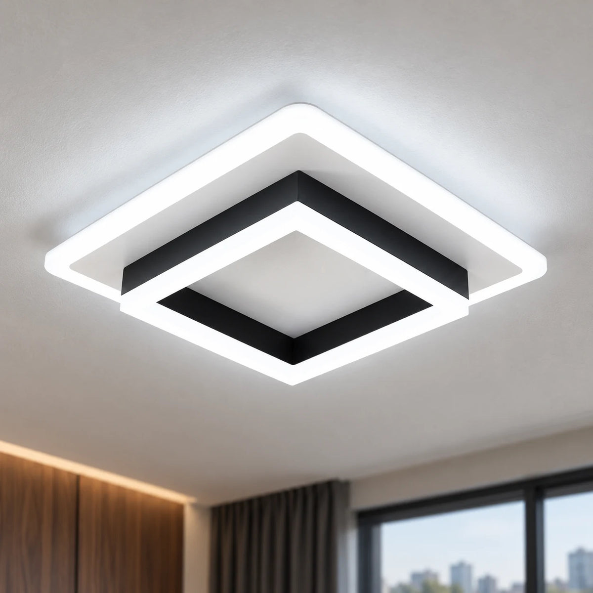 Plafonnier LED Carré Extra Plat Moderne pour Couloir, Entrée et Cuisine